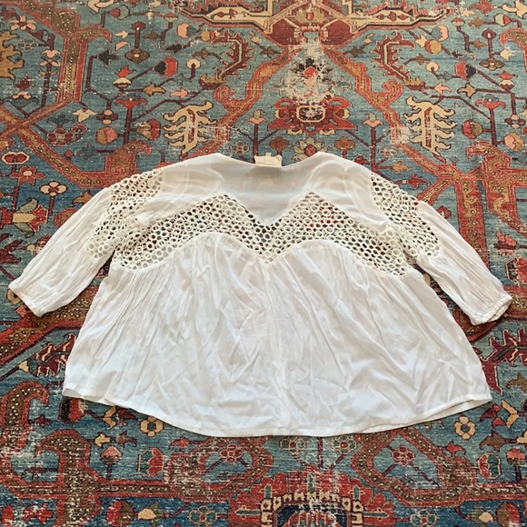 Anthropologie embroidered peasant top blouse boho Small 4 6 Top shirt blouse EUC - Picture 4 of 6